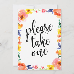 Carte Panneau de mariage floral abordable 'Prenez-en un'
