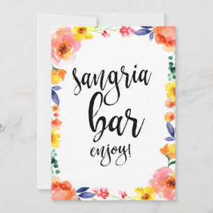 Carte Panneau de mariage floral bohème abordable Sangria