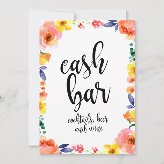 Carte Panneau de Mariage Floral Boho abordable (Devant)