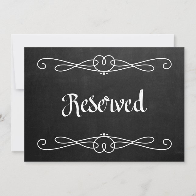 Carte Panneau de mariage "Réservé" style tableau noir (Devant)