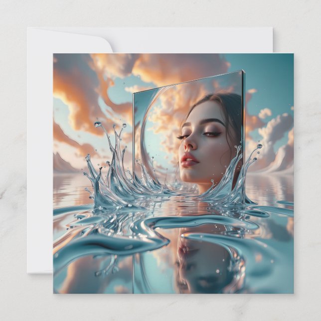 Carte panneau de miroirs flottants s'élève d'une mer cal (Devant)