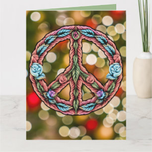 Carte Panneau de Paix de Noël Floral Personnalisé Lumièr