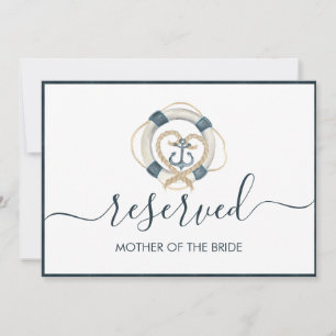 Carte Panneau de réservation de mariage Navy & Blanc Nau