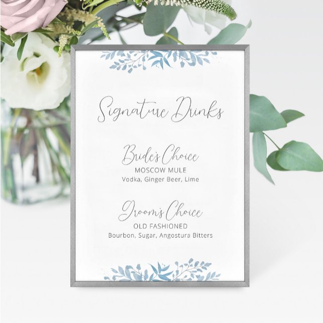 Carte Panneau de signature Mariage Blue Eucalyptus Boiss (Créateur téléchargé)