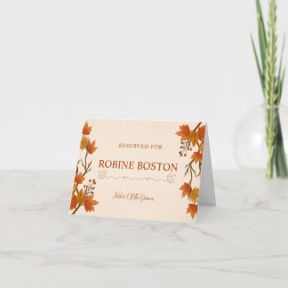 Carte Panneau de table de mariage élégant aux feuilles d