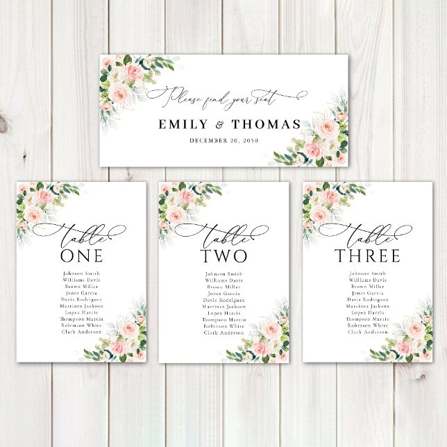 Carte Panneau de tête Mariage Ethereal Blush Pink Roses (Créateur téléchargé)