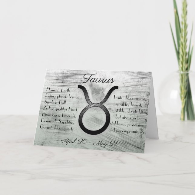 Carte Panneau Horoscope Taurus Bull Joyeux Anniversaire (Devant)