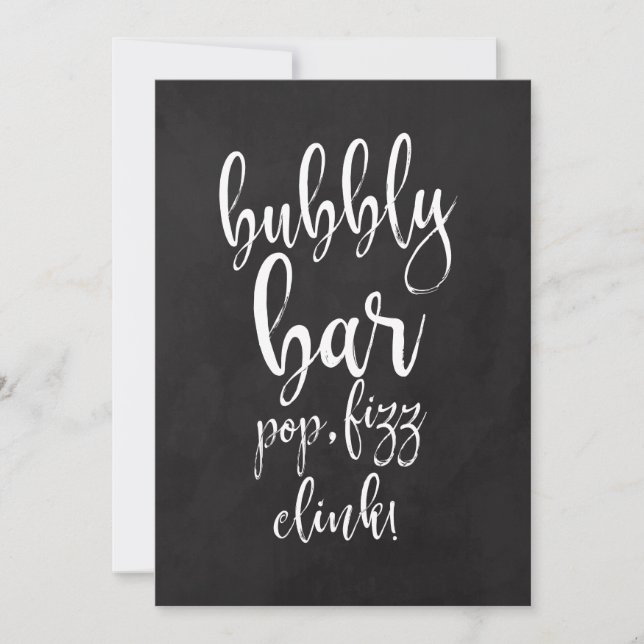 Carte Panneau Mariage Bubly Mary Bar abordable Chalkboar (Devant)