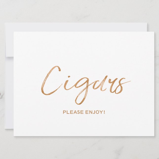 Carte Panneau Mariage "Cigars" | Rose or élégant (Devant)