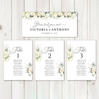 Carte Panneau Mariage de la table verte blanche Roses