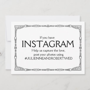 Carte Panneau Mariage de style Art déco "Instagram Hasht