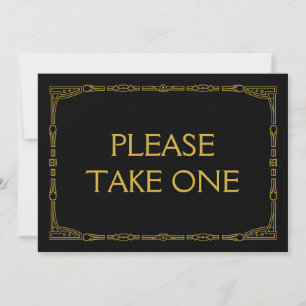 Carte Panneau Mariage Gold Art Déco "S'il vous plaît pre