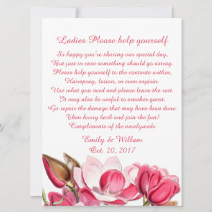 Carte Panneau Mariage Magnolias Ladys rose