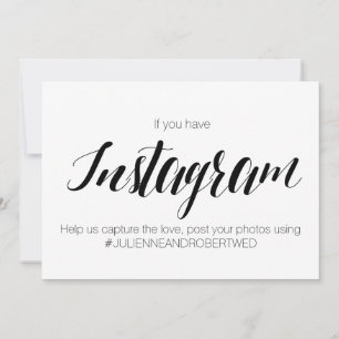 Carte Panneau Mariage Style calligraphie "Instagram Hash
