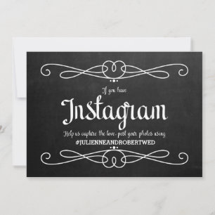 Carte Panneau Mariage Style Chalkboard "Instagram Hashta