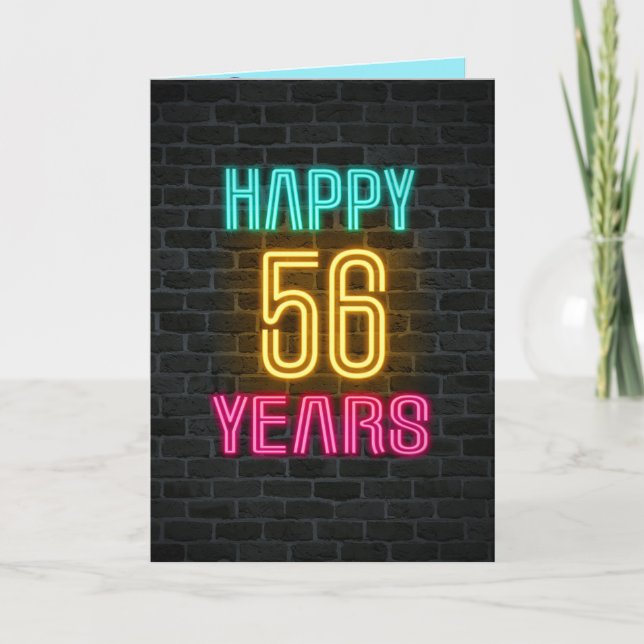 Carte Panneau néon en brique pour 56e anniversaire (Devant)