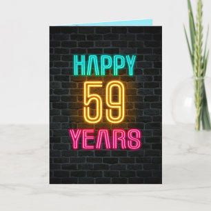 Carte Panneau néon en brique pour 59e anniversaire