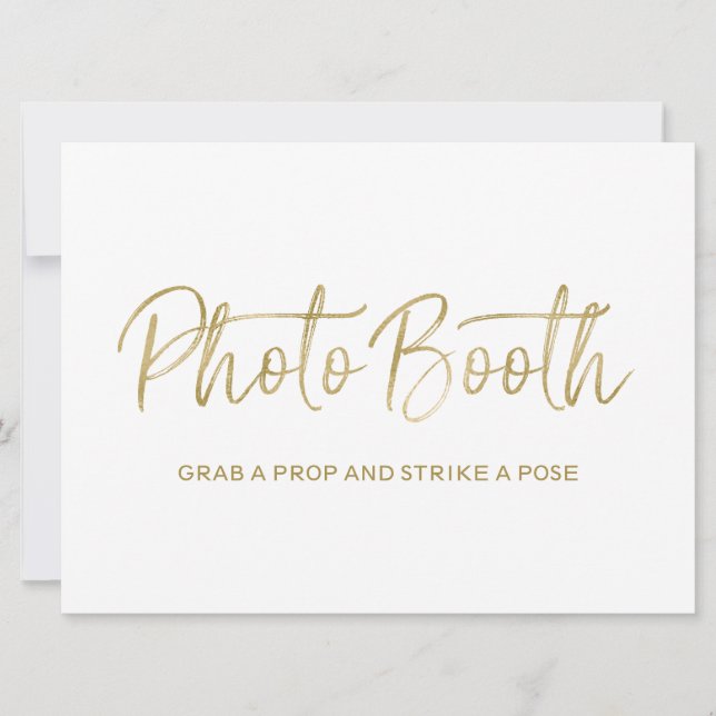 Carte Panneau "Photobooth" de mariage | Doré élégant (Devant)