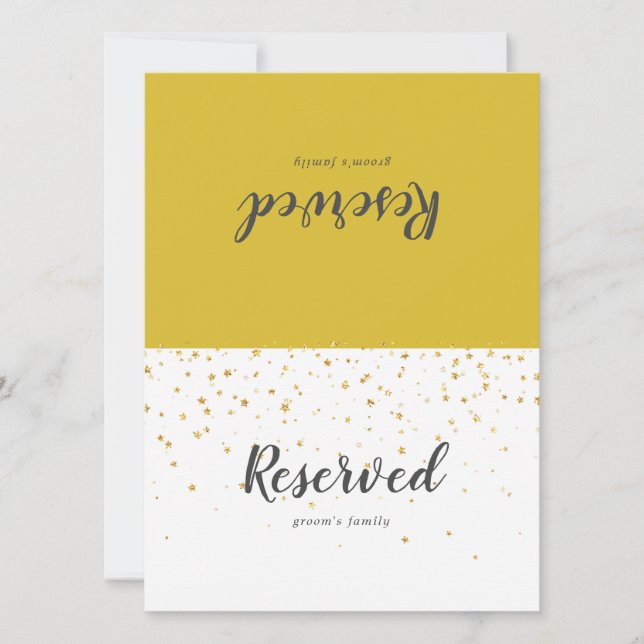 Carte Panneau Réservé Gold Confetti Mariage (Devant)