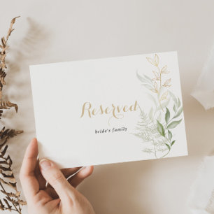 Carte Panneau Réservé Mariage Gold Green Foliage