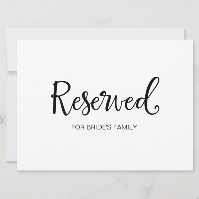 Carte Panneau Rustique Mariage "Réservé à la famille" (Devant)