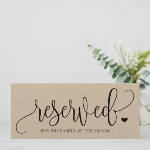Carte Panneau Suspendu de Réservation de Mariage - Kraft
