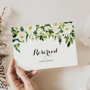 Carte Panneau vert Blanc Automne Floral Mariage Réservé
