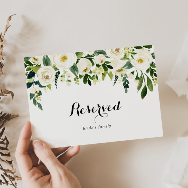 Carte Panneau vert Blanc Automne Floral Mariage Réservé (Créateur téléchargé)