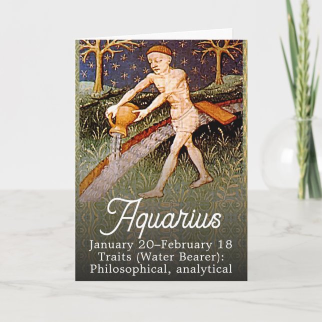 Carte Panneau Zodiac du porteur d'eau Aquarius Fête d'an (Devant)