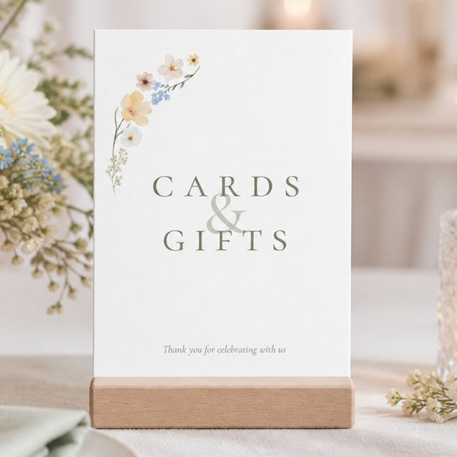 Carte Panneaux de table de mariage Fleurs sauvages paste (Boho Pastel Wildflowers Wedding Tabletop Signs)
