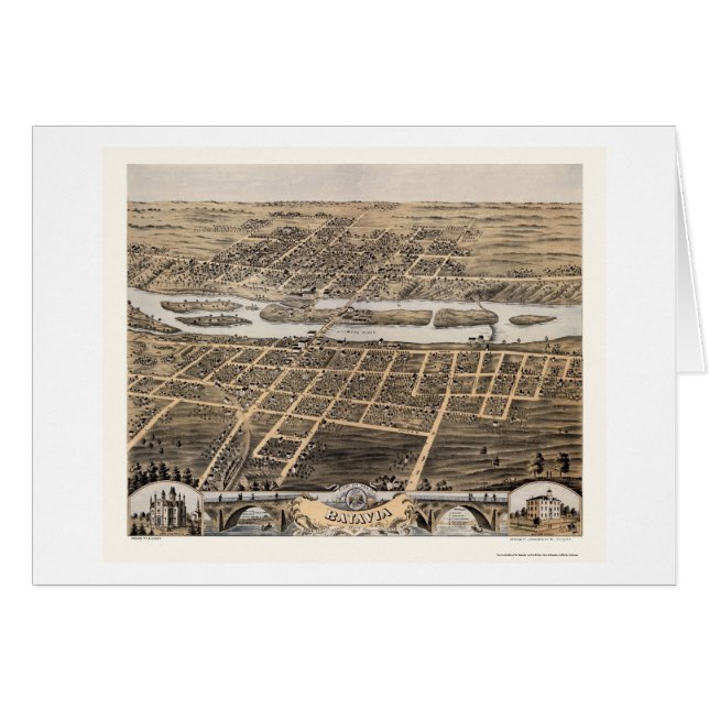 Carte panoramique de Batavia, IL - 1869 (Devant horizontal)