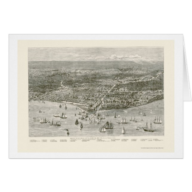 Carte panoramique de Chicago, IL - 1871 (Devant horizontal)