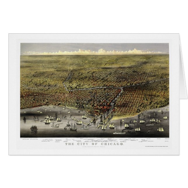 Carte panoramique de Chicago, IL - 1874 (Devant horizontal)