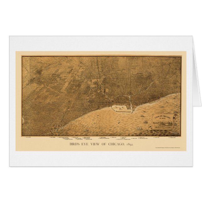Carte panoramique de Chicago, IL - 1892a (Devant horizontal)