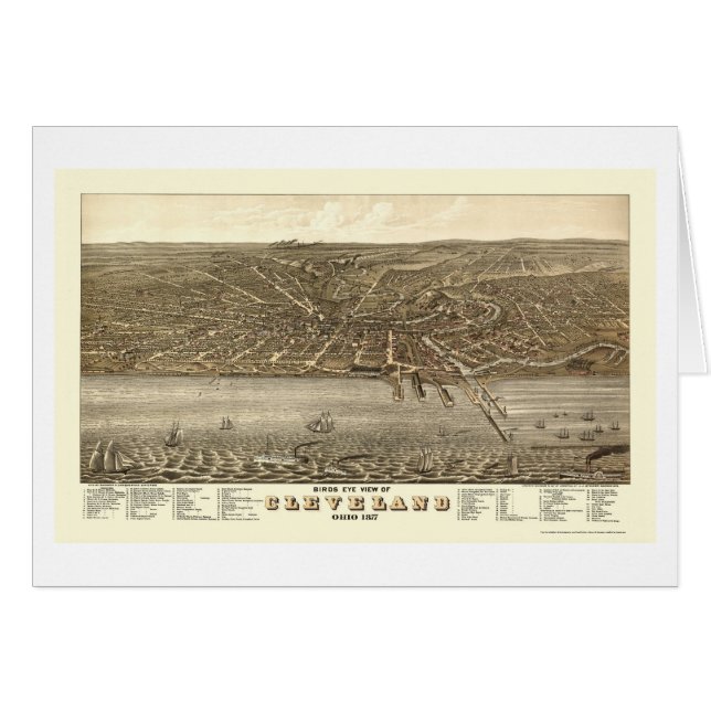 Carte panoramique de Cleveland, OH - 1877 (Devant horizontal)