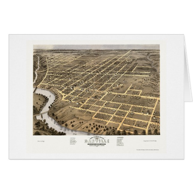 Carte panoramique de Danville, IL - 1869 (Devant horizontal)