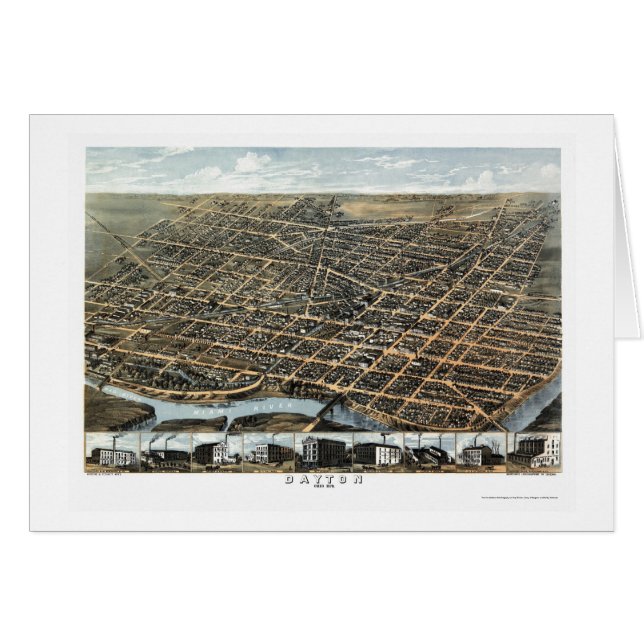 Carte panoramique de Dayton, OH - 1870 (Devant horizontal)