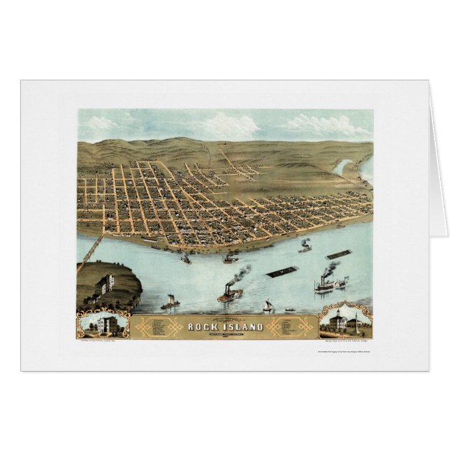 Carte panoramique de l'île de roche, IL - 1869 (Devant horizontal)