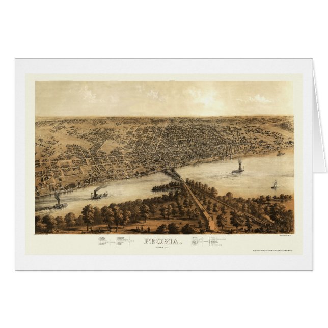 Carte panoramique de Peoria, IL - 1867 (Devant horizontal)