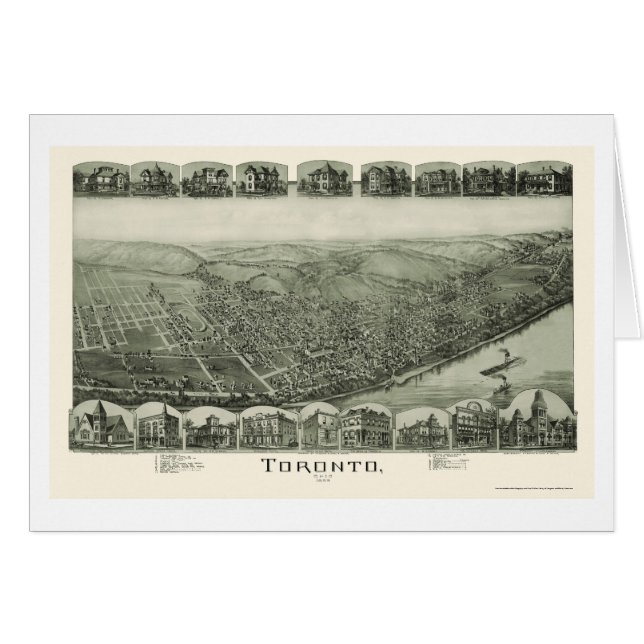 Carte panoramique de Toronto, OH - 1889 (Devant horizontal)