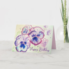 Carte Pansy Panies Purple Fleurs Florales Aquarelle