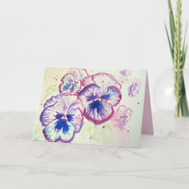 Carte Pansy Panies Purple Fleurs Florales Aquarelle