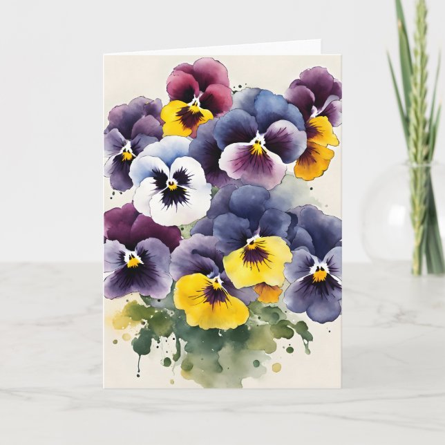 Carte Pansy - Watercolor flowers (Devant)