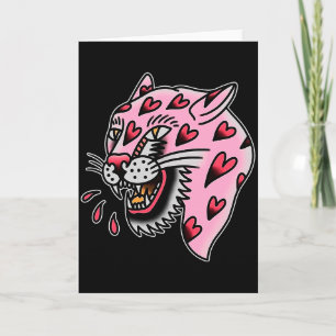 Carte Panther Rose X Cœur Amour Traditionnel Flash Premi