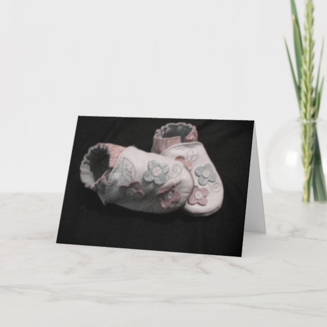 Carte pantoufles pour bébé fille (Devant)