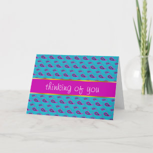 Carte Paon et motif magenta de Paisley