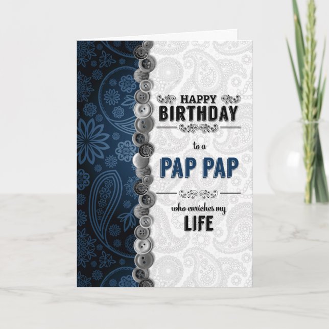 Carte PAP PAP Anniversaire Blue Paisley Card (Devant)