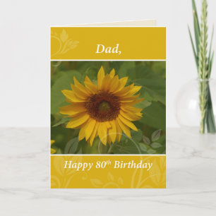 Carte Papa 80e Anniversaire Tournesol