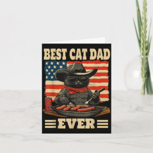Carte Papa chat drôle cadeau vintage patriotique cowboy