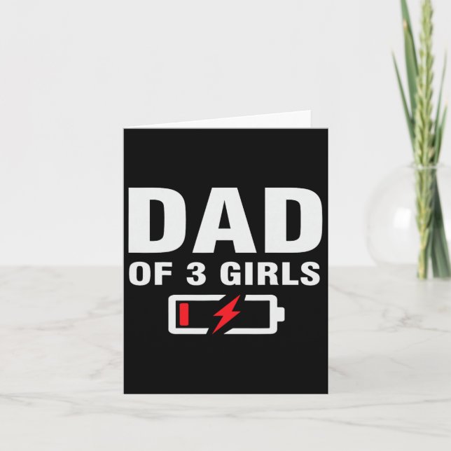 Carte Papa De 3 Filles Fête des pères Plaisanterie Dit P (Devant)